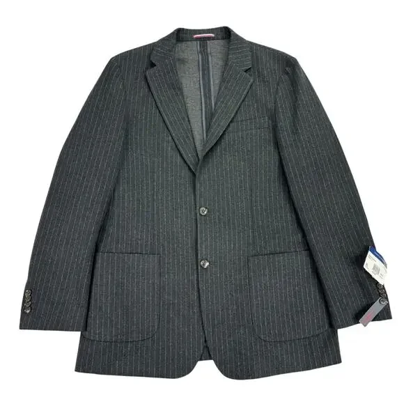 Tommy Hilfiger Mens Modern Fit Cotton Blend Pinstripe Suit Jacket Charcoal 40L