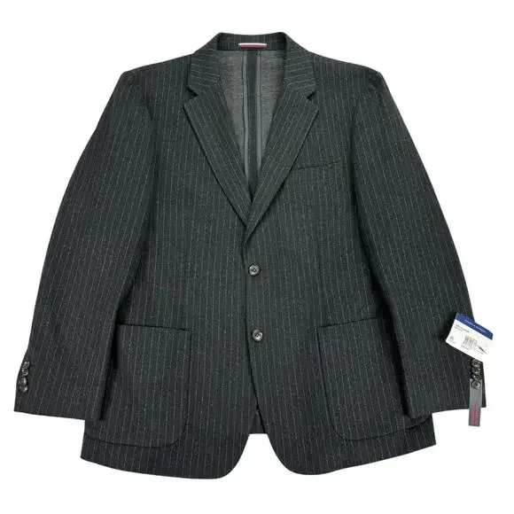 Tommy Hilfiger Mens Modern Fit Cotton Blend Pinstripe Suit Jacket Charcoal 42S