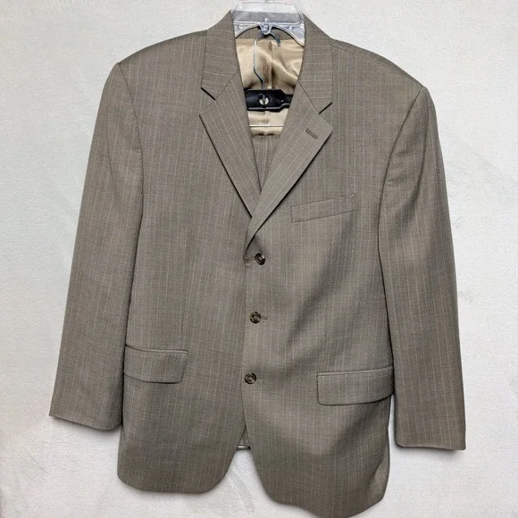Vintage Ralph Lauren Mens 2pc Pinstripe Suit 42R 38x28 Tan 3 Button Union Canada