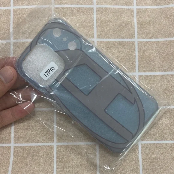 Diesel Blue Glitter Phone Case with Gray Logo Accent