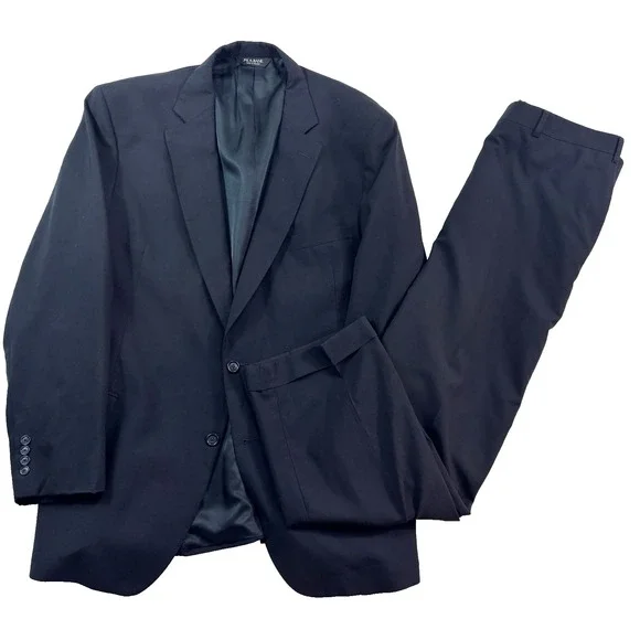 Jos A Bank 48L 40x30 2pc Pant Suit all season wool black slim fit two button‎