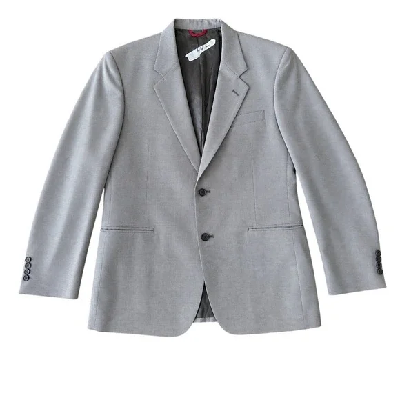 Jos A Bank Mens 44L Grey Wool Micro Check Business Express Blazer Sport‎ Coat