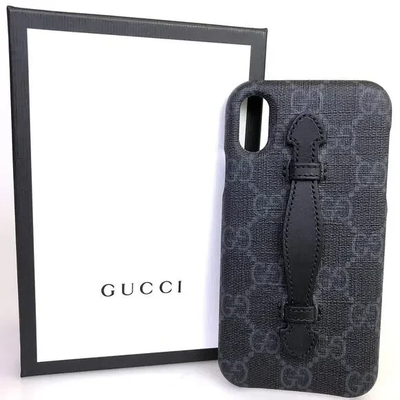 #3210 GUCCI GG Black Supreme Canvas Apple iPhone Mini Case & Storage Box