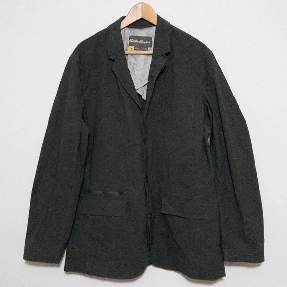 Eddie Bauer Travex Blazer Mens 44 Tall Gray Lightweight Stretch Travel‎ Jacket