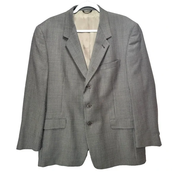 Kenneth Cole Houndstooth Wool Sport Coat Jacket Men 44R Brown Business USA Union
