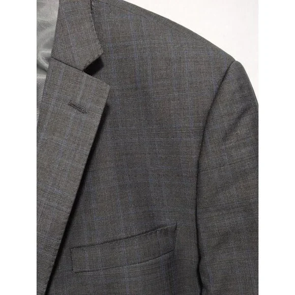 Peter Millar Blazer Mens 46T Gray Blue‎ Windowpane Wool 2 Button Business Casual