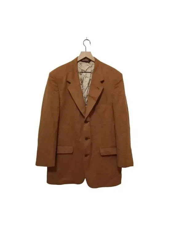 John Alexander Tan Single Breasted Micro Suede Blazer Sz 42L