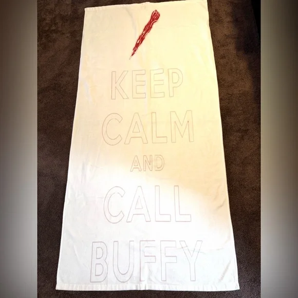 Buffy the Vampire Slayer Keep Calm and Call Buffy White Beach Towel