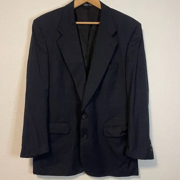 Christian Dior Monsieur Gray Plaid 2 Button Suit‎ Jacket Size 44