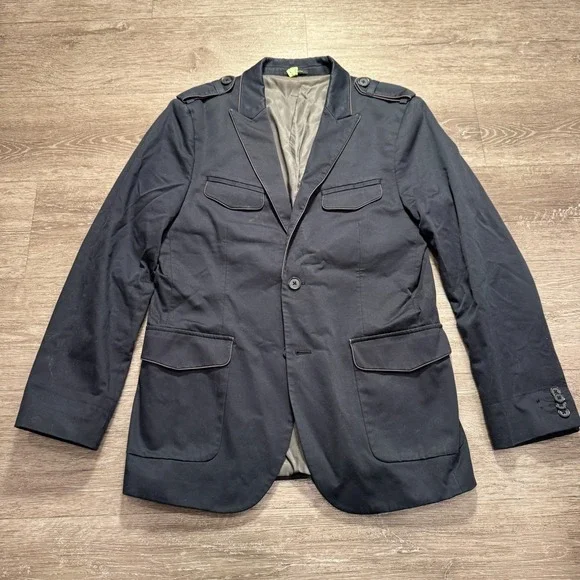 Express Sport Coat Mens 38 S Blue 4 Pocket Front Preppy Jacket Blazer‎ Cotton