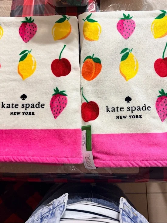 kate spade Fruit Print Beach Towels with Pink Border