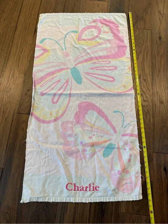 Pottery Barn Kids Butterfly Beach Towel Cotton Monogram Charlie