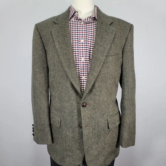 Robert Stock Men's Tweed Sport Coat Blazer Two Button Brown Barley Corn Size 42R