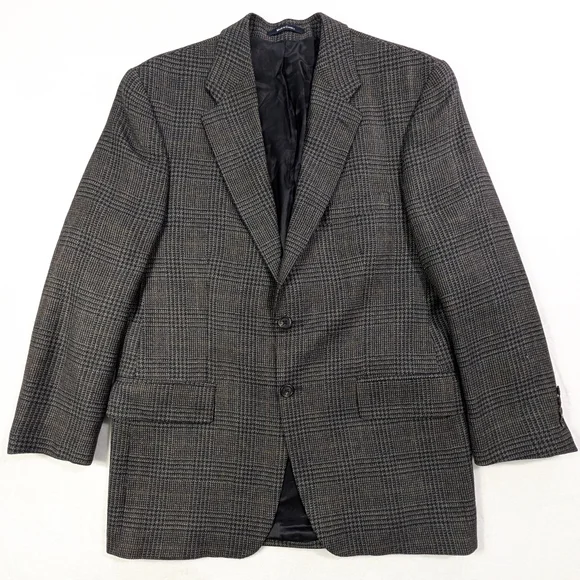 Jos. A. Bank Vintage 100% Wool Checkered Blazer Sport‎ Coat 41R | Made in Canada