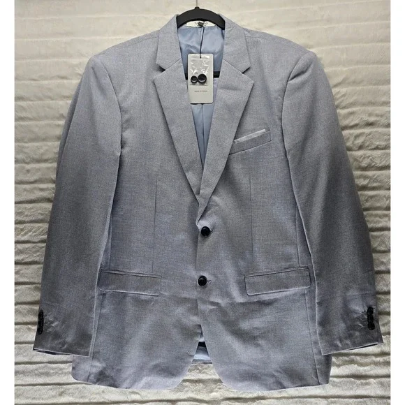 Turetrendy Blazer Sport‎ Coat Mens Large Light Blue Grey New Two Button Lined