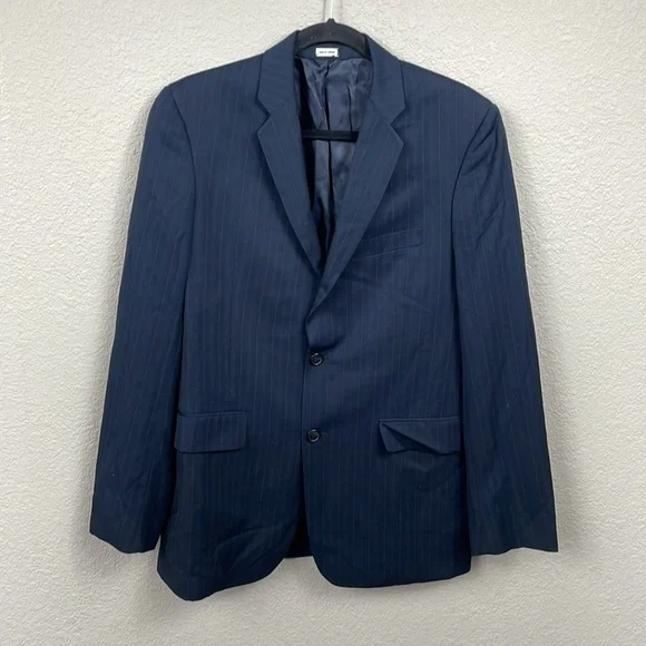 Calvin Klein Navy Blue Pinstripe Blazer Suit Jacket Office Business Mens Sz S