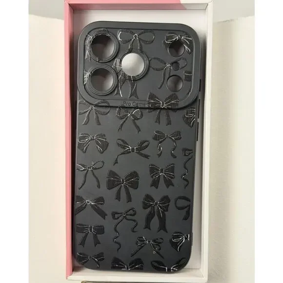 Black Bow iPhone 17 Pro Case Cute Aesthetic Protective Phone Cover