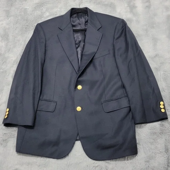 Brooks Brothers Blazer Mens 40S Navy Wool Cashmere Sport Coat Gold Buttons 346