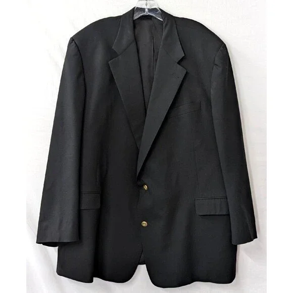 Title: Burberry London Black 100% Wool Blazer Gold Crest Buttons 52L/ US 42L