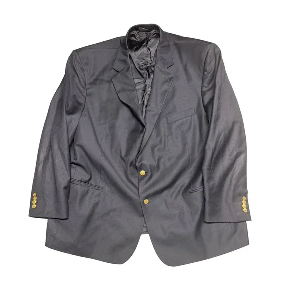 Jos A Bank Signature Collection Navy Blue 100% Wool Blazer Gold Buttons 54 Reg
