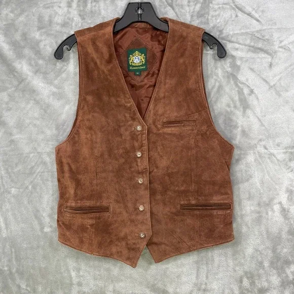 Vintage Hammerschmid  100% Suede Leather Vest Gilet Waistcoat Men Size 36 Gemany