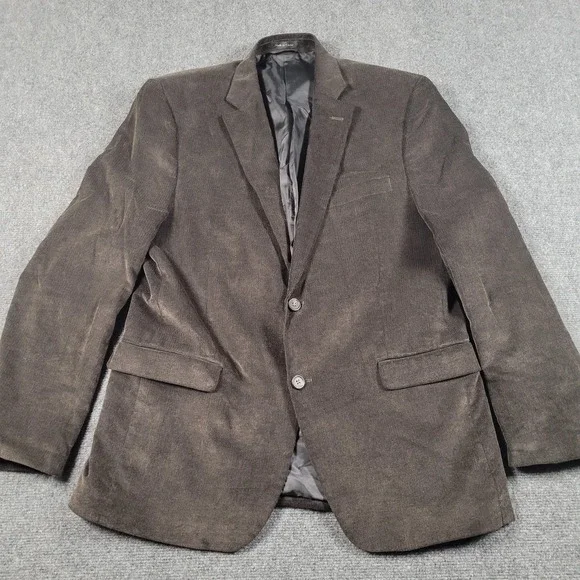 Chaps Blazer Mens 42R Gray Corduroy Slim Fit Sport Coat Two Button Double‎ Vent