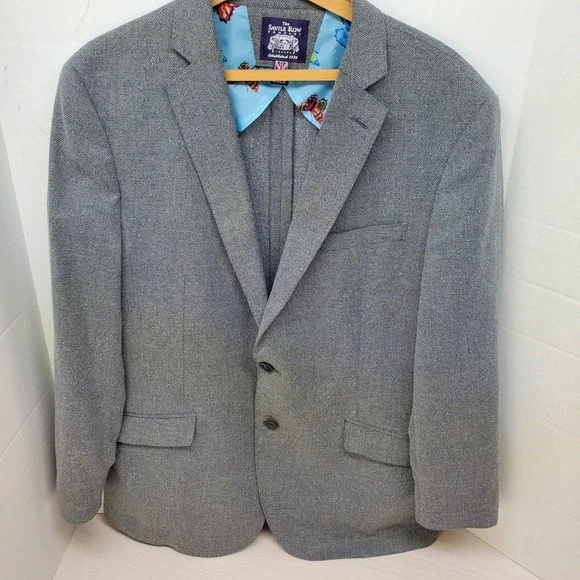 Savile Row Company Shoreditch Blue Grey Textured Blazer Butterfly Lining 44R