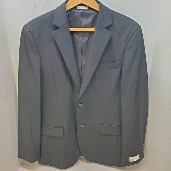Nordstrom Rack Mens Black Trim Fit Two Button Blazer Jacket Notch Lapel 38R