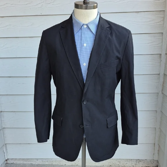 HUGO BOSS Solid Black Cotton‎ Blend Mens Sz 42 S Sport Coat Blazer