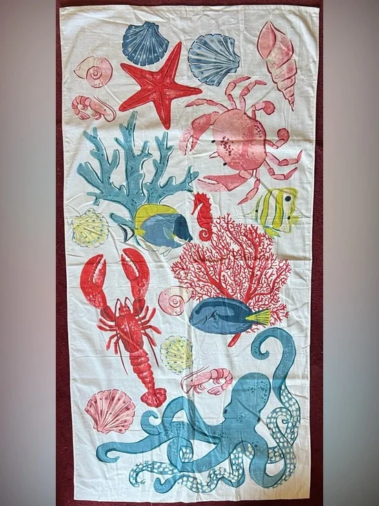 Ocean Life Themed Beach Towel