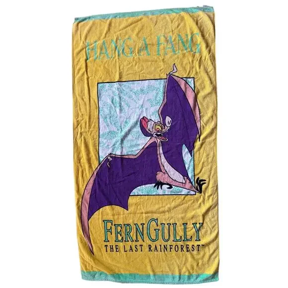 Rare Batty Koda Robin Williams FernGully Last Rainforest Towel Beach Hang Fang