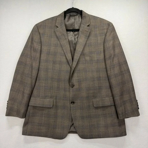 Lauren Ralph Lauren Blazer Jacket Mens 46R Brown Check Formal‎ Black Label Coat