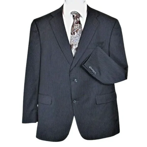 Suit Jacket Hart Schaffner Marx for Dillard's Vintage Pinstripe Blue Mens Sz 44R