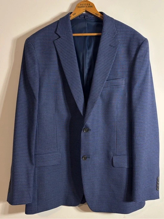Jos A Bank Blue Houndstooth Blazer Traditional Fit 44L