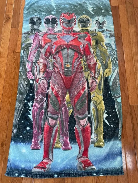 Vintage Power Rangers Beach Towel Large Character Graphic Kids Bath Pool 51x26