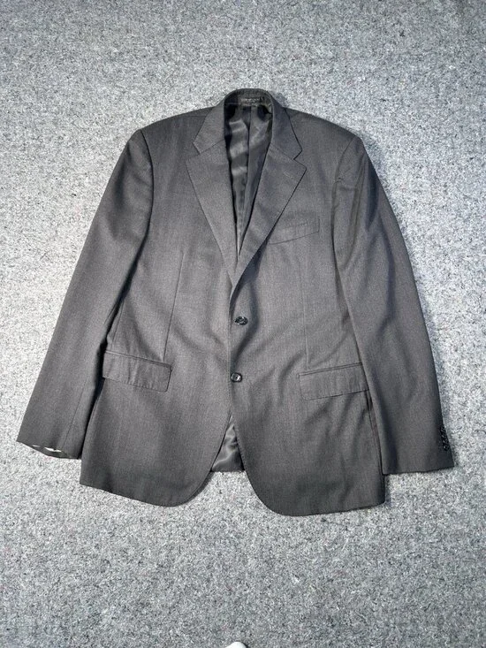 Corneliani Leader Men’s Suit Jacket Blazer Charcoal Gray Virgin Wool Italy 56