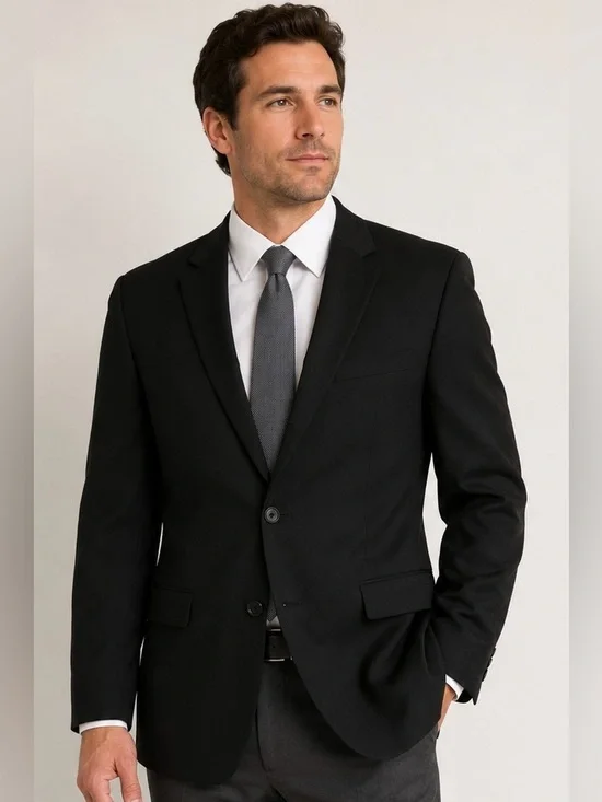 Madison Men’s Black Wool Blend Suit Jacket 42R Classic Two Button Blazer