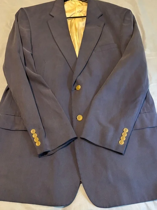 Stafford Executive Cassidy 100% Pure Silk Blue Sport Coat with Gold Buttons