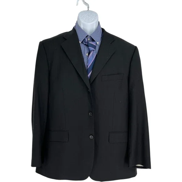 Vitale Barberis Canonico Suit Jacket Men's Size 44 Black Wool Quiet Luxury