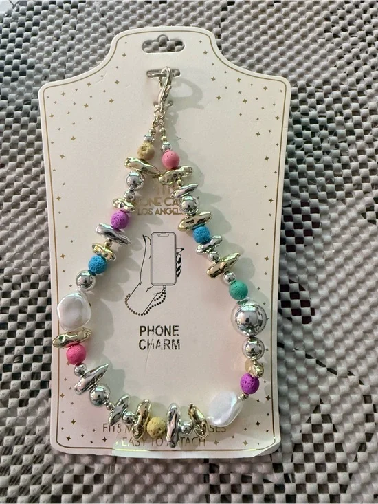 eye candy White and Gold Phone Bracelet Attachment Card