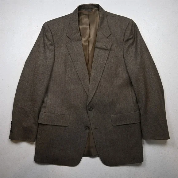 Vtg USA Christian Dior 40S Brown Birdesye Wool Slim Mens Blazer Sport‎ Coat
