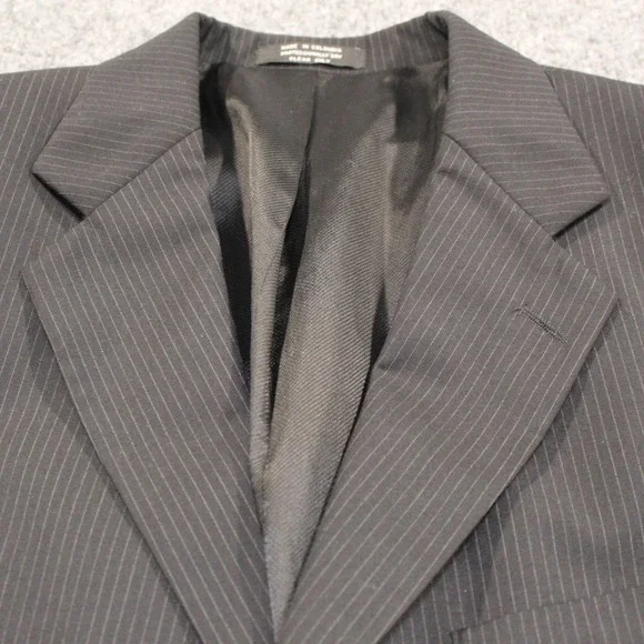 Alfani Mens 100% Wool Pinstripe 3 Button Suit Blazer Jacket Black 42 L F708‎