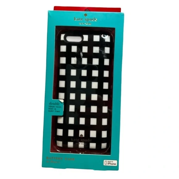 Kate Spade Gingham Black and White Apple I Phone 6 Charging Case