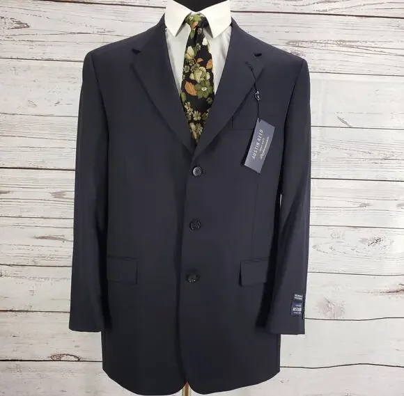 Austin Reed New Black Wool Super 100's Herringbone Suit Jacket 44R