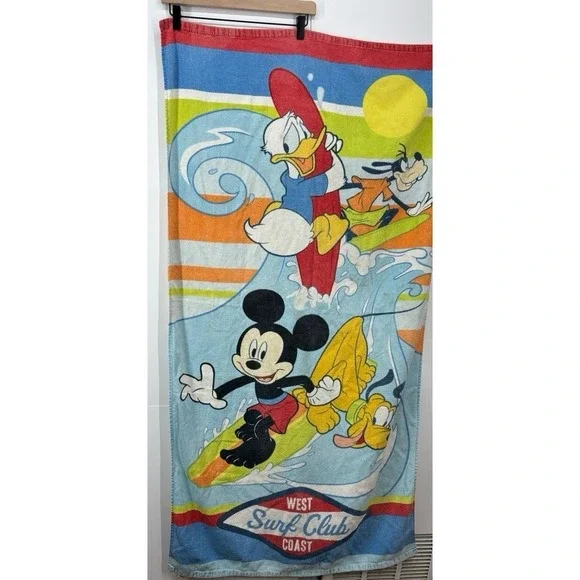 Vintage Mickey Mouse beach towel, West Coast Surf Club (28x54)