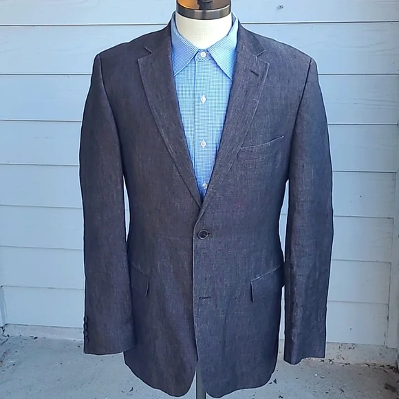 HUGO BOSS Pasolini Dark Brown‎ Weave Linen Sz 40 L Sport Coat Blazer