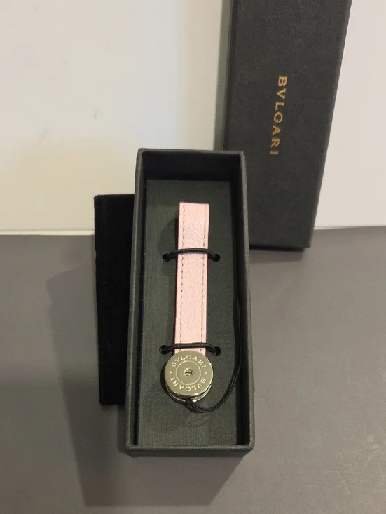BVLGARI Pink Leather Phone Charm  W/Box