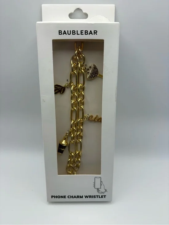 BaubleBar Gold-tone Chain Phone Charm Wristlet Espresso Martini Themed Charms