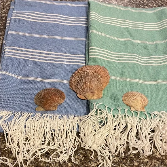 Turkish Peshtemal Beach Towel - Blue & Green