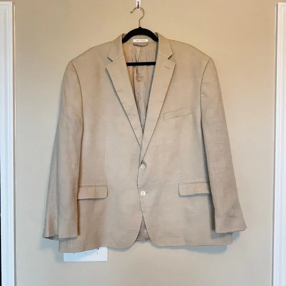 Lauren Ralph Lauren Mens 50R Tan 100% Linen 2-Button Blazer Sport Coat Beige